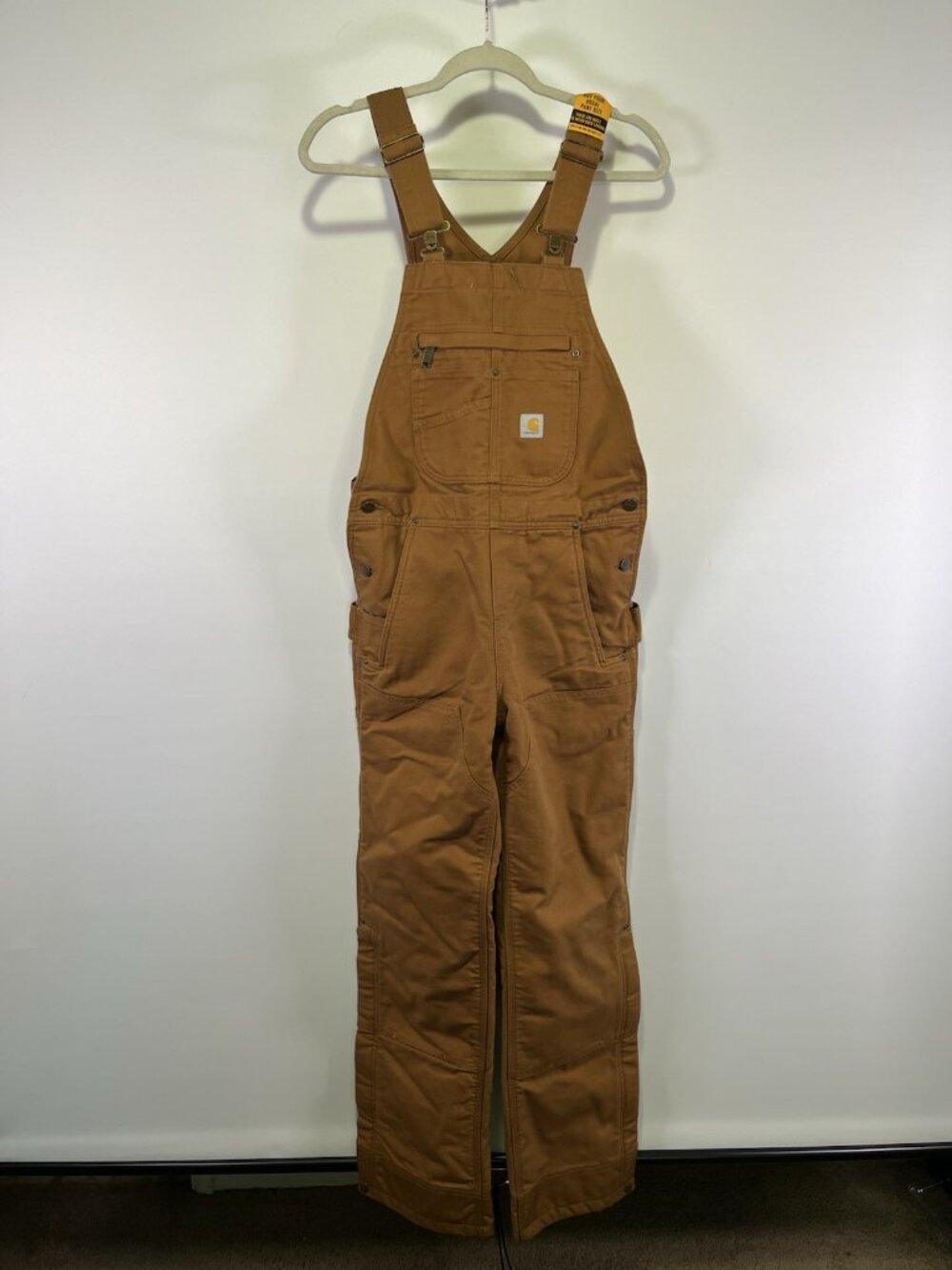Carhartt Women’s Washed Duck Insulated Bib Overalls Brown XS 0-2 NWT OR4031-W